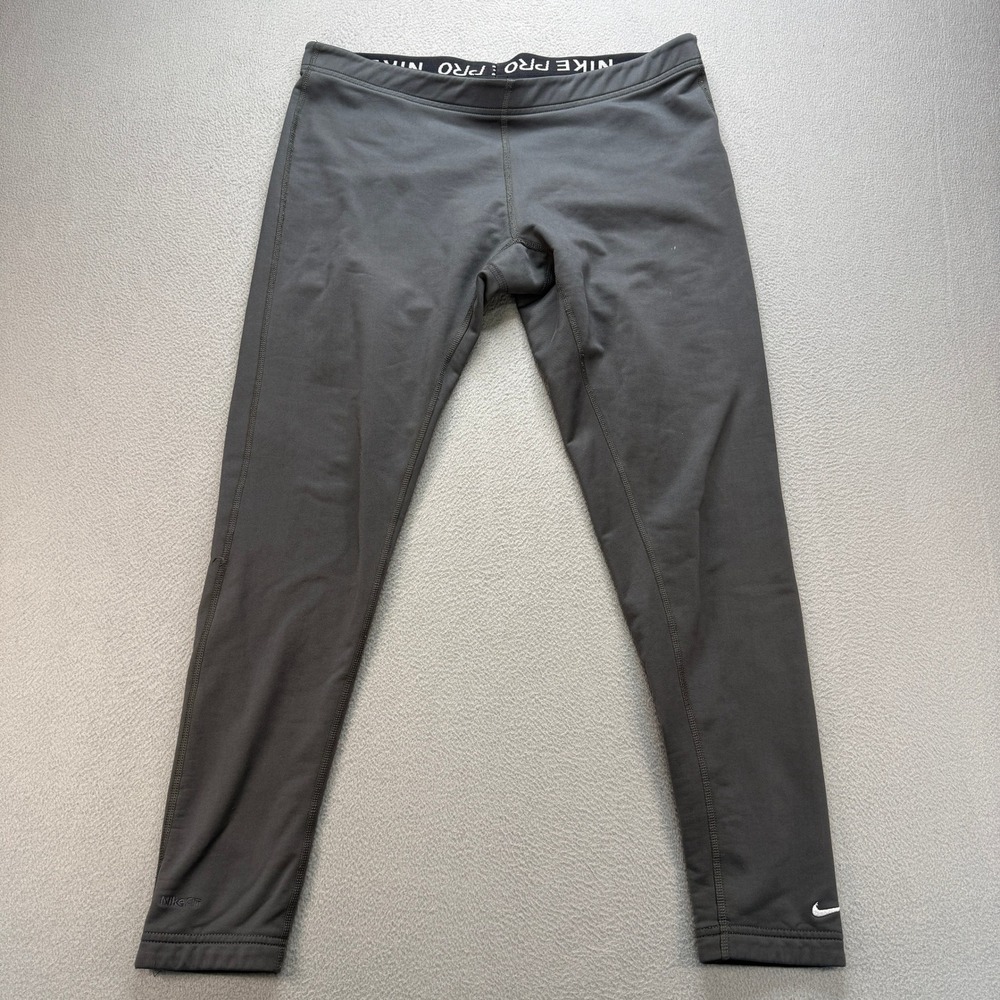 Nike Pro Fit Dry Leggings Women M Gray Polyester Blend Compression Activewear